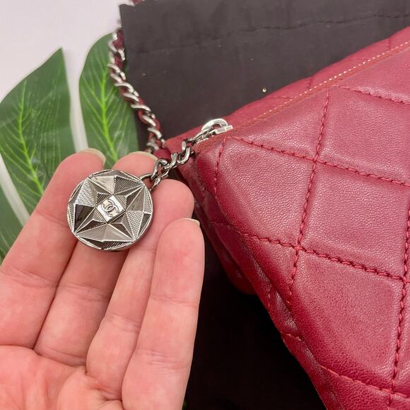 Chanel Quilted Flap Bag Classic Lambskin WOC Mini Wallet on Chain Mineral Nights - Picture 11 of 16